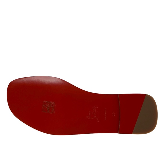 Christian Louboutin CL Mule Flat White Leather Sandals Size 37 New - Picture 7 of 7